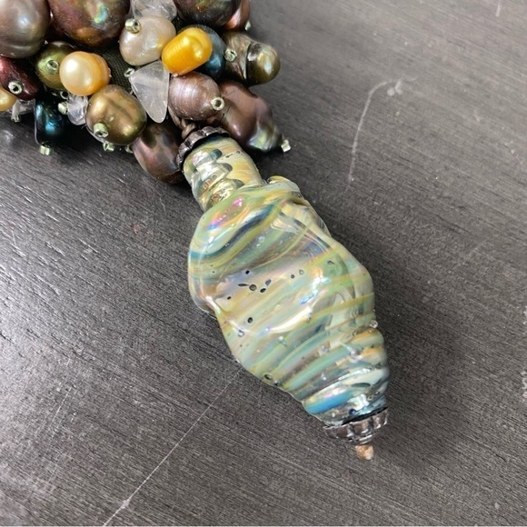 One of a Kind Silk, Pearl & Bead Statement Necklace - Picture 10 of 14